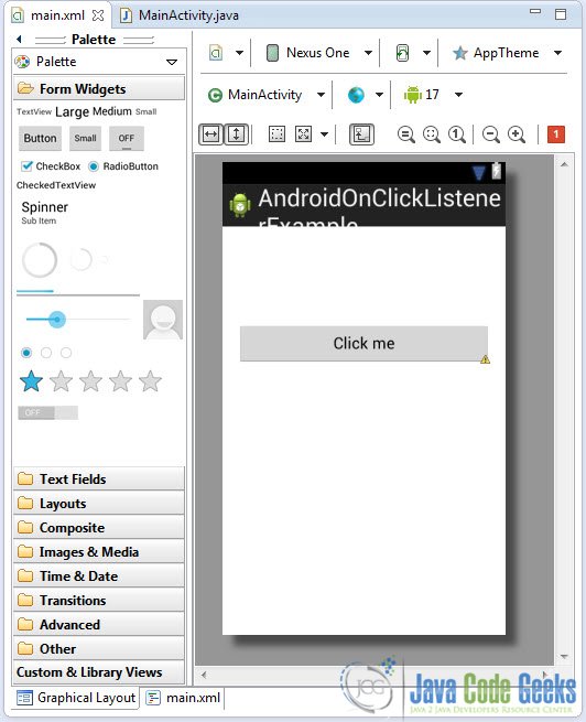 Android OnClickListener - graphical-layout