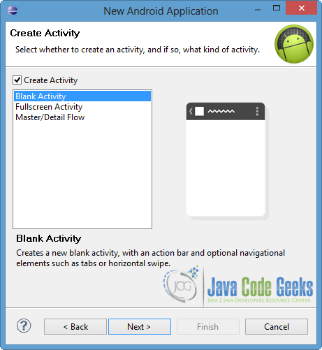 Figure 4. Create the activity and select its type