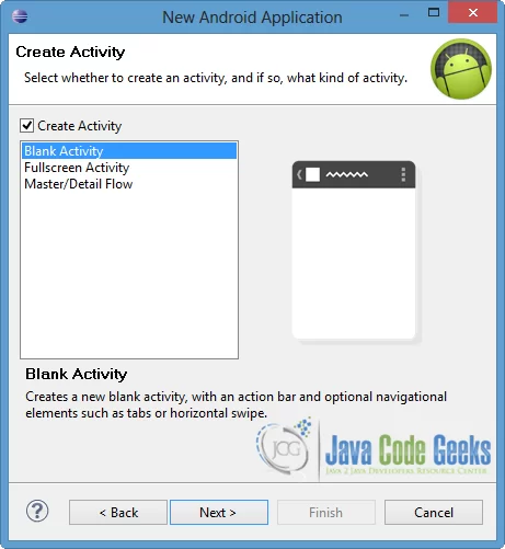 Figure 4. Create the activity and select its type