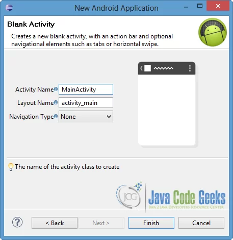 Figure 5. Create a new blank activity