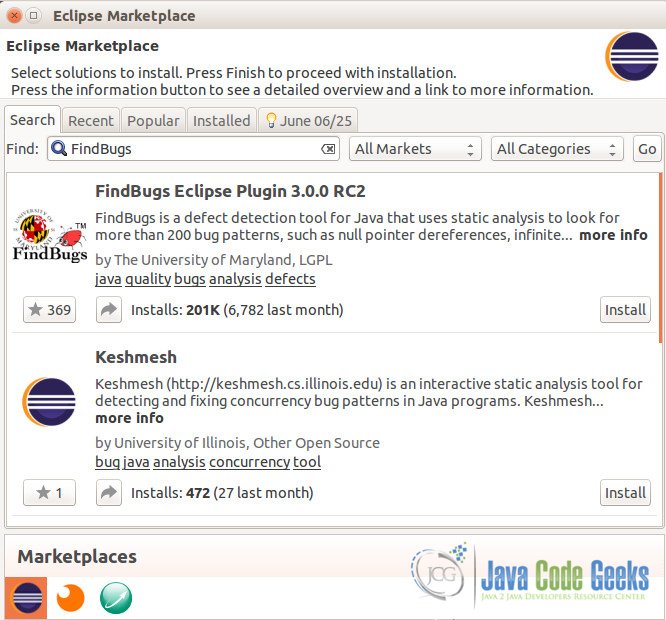 FindBugs Plugin Installation - Eclipse MarketPlace