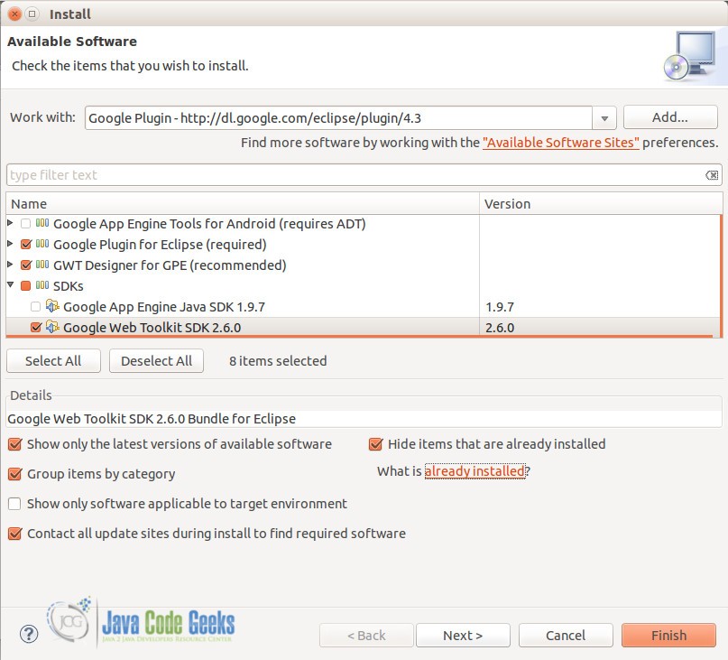 Google Plugin features to install