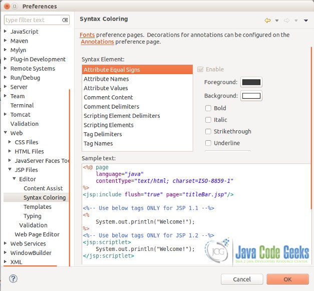 JSP Editor - Syntax Color 