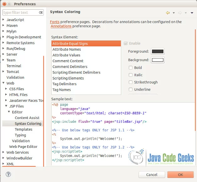 JSP Editor - Syntax Color 