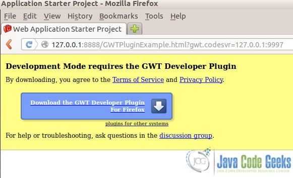 Browser development mode using GWT Developer Plugin