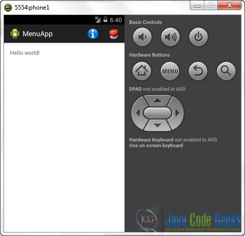 Figure 8. Initial state of the app
