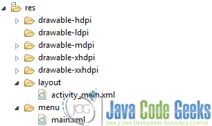 Figure 1. Default menu layout of an Android application