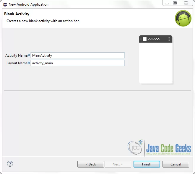 Figure 6. Create a new blank activity