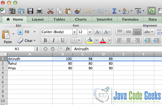 This Excel file contains data for Students and their marks