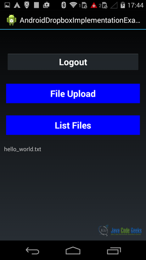Figure 12. List Dropbox files