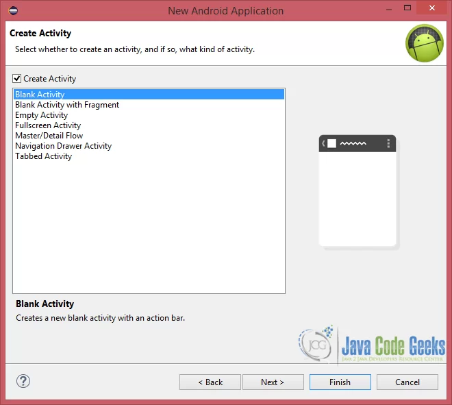 Figure 5. Create the activity and select its type