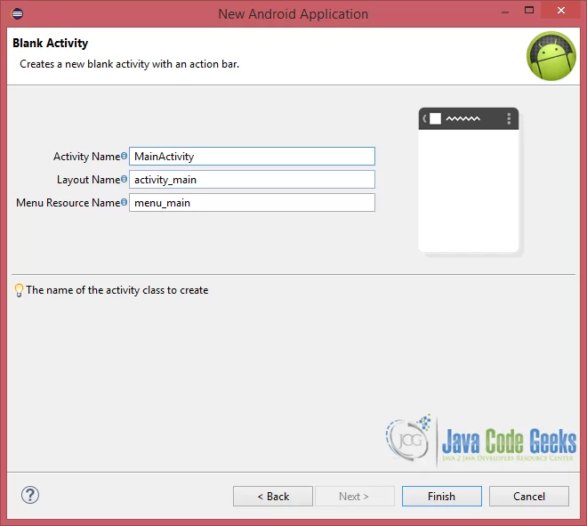 Figure 6. Create a new blank activity