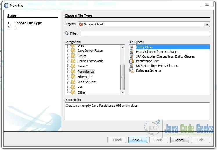 Create Entity class