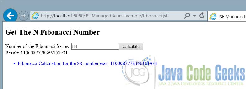 JSF Managed Beans Result