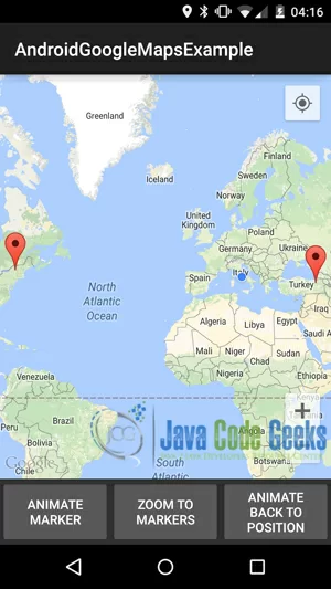 Figure 22: This is how the Google Map v2 looks like after the first animation