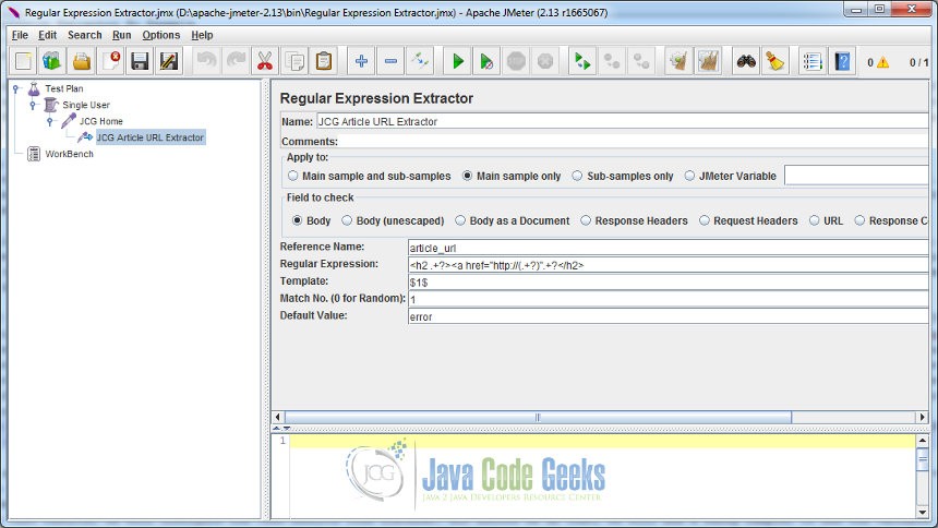 JMeter Regex Extractor