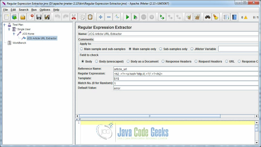 JMeter Regex Extractor