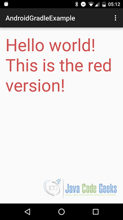 This is the "red" application, with the "red" build variant.