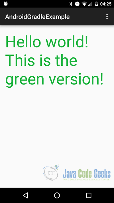 This is the "green" application, with the "green" build variant.