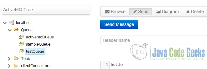 Send message through Hawtio console