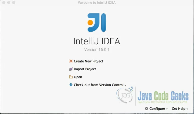 Welcome screen