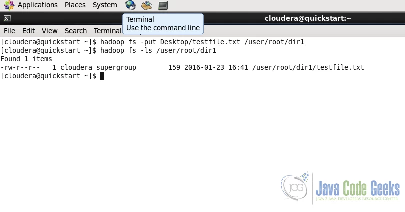 Uploading the file to Hadoop FS