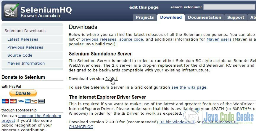 Selenium Grid download page