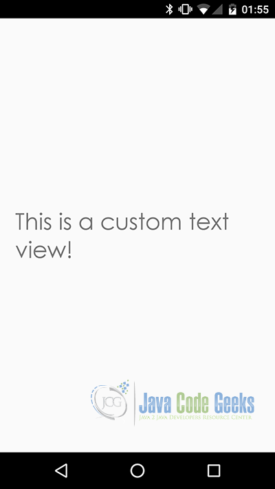 This is the Android Custom Font Activity, with a custom font on its  TextVIew.