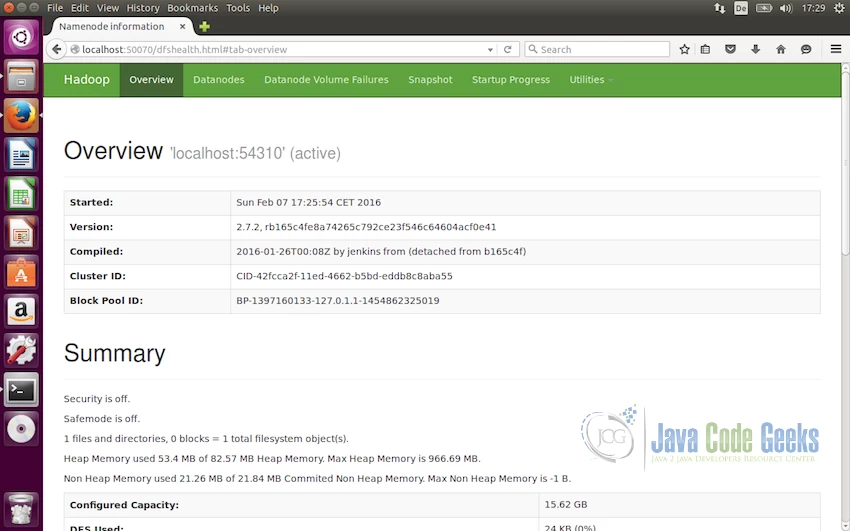 Apache Hadoop web interface