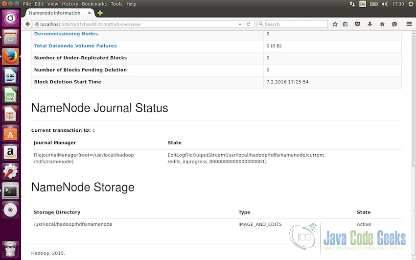 Namenode in Hadoop Web Interface