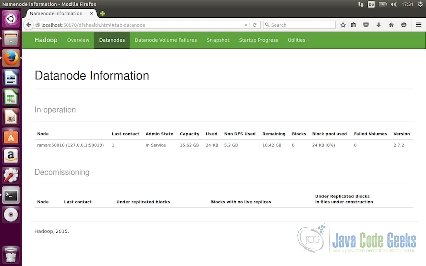 Datanode in Hadoop Web Interface