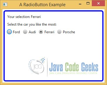 A JavaFX RadioButton Example