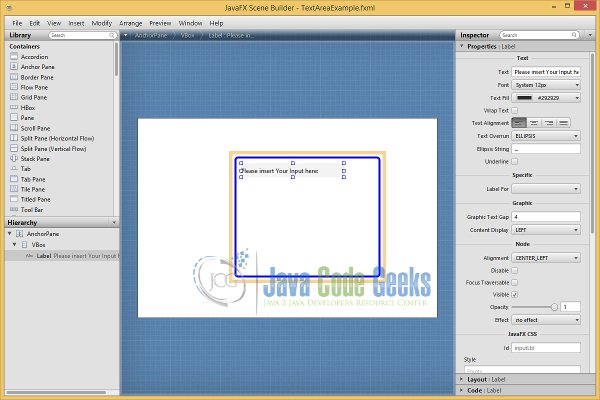 Insert a Label to the VBox