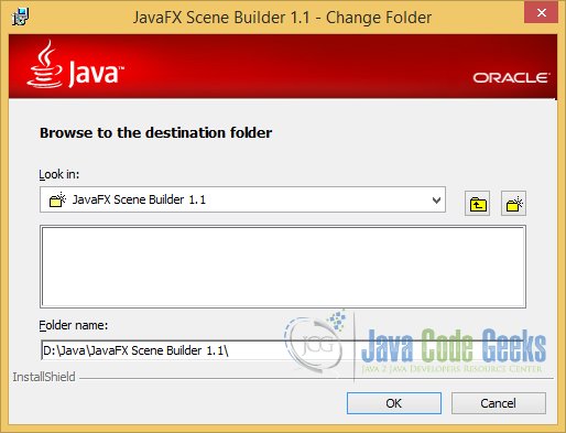 Choose the Destination Folder of the JavaFX Scene Builder
