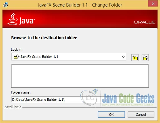 Choose the Destination Folder of the JavaFX Scene Builder