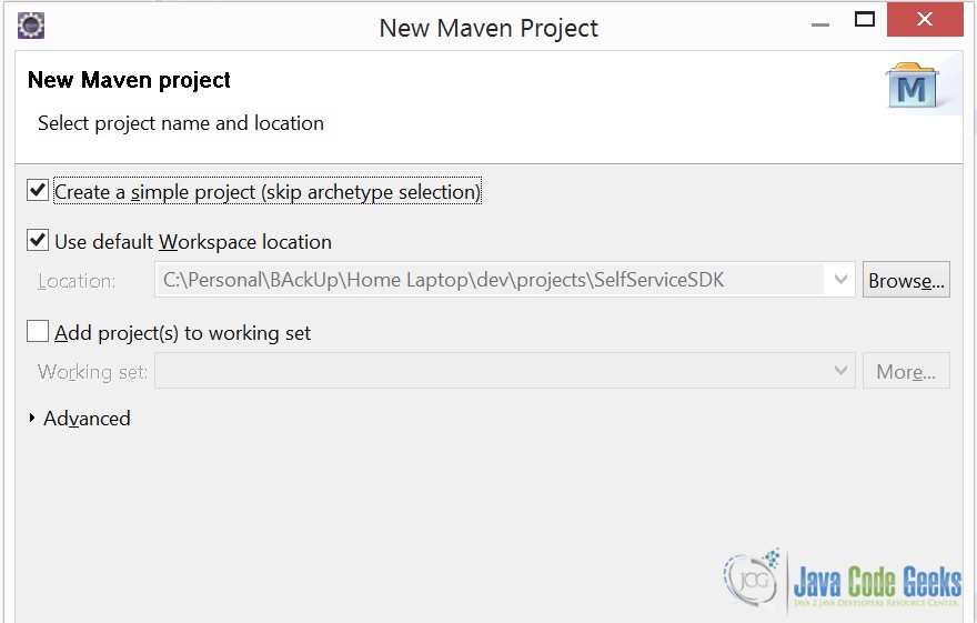 Fig 1 : Create Maven Project