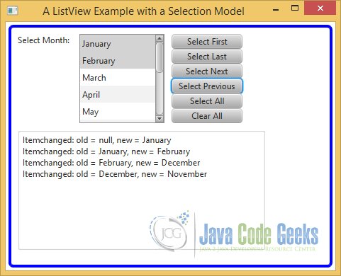 Using a SelectionModel in a ListView