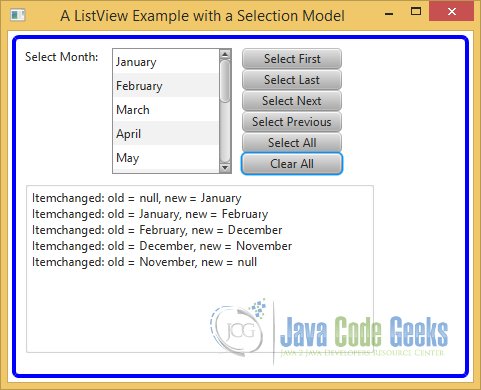 Using a SelectionModel in a ListView