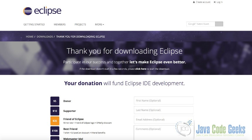 eclipse java download - Download Success