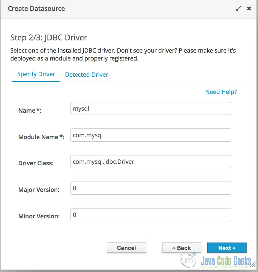 JDBC driver information