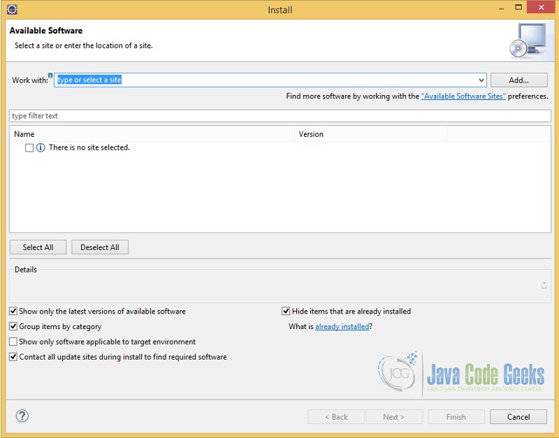 The Install new Software Dialog