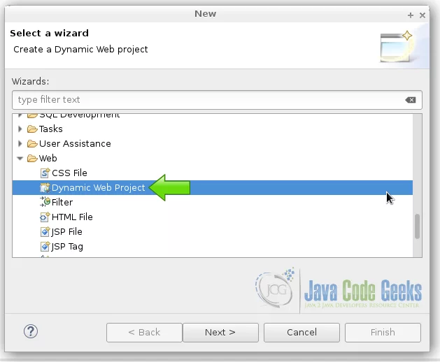 Figure 2: Create dynamic web project