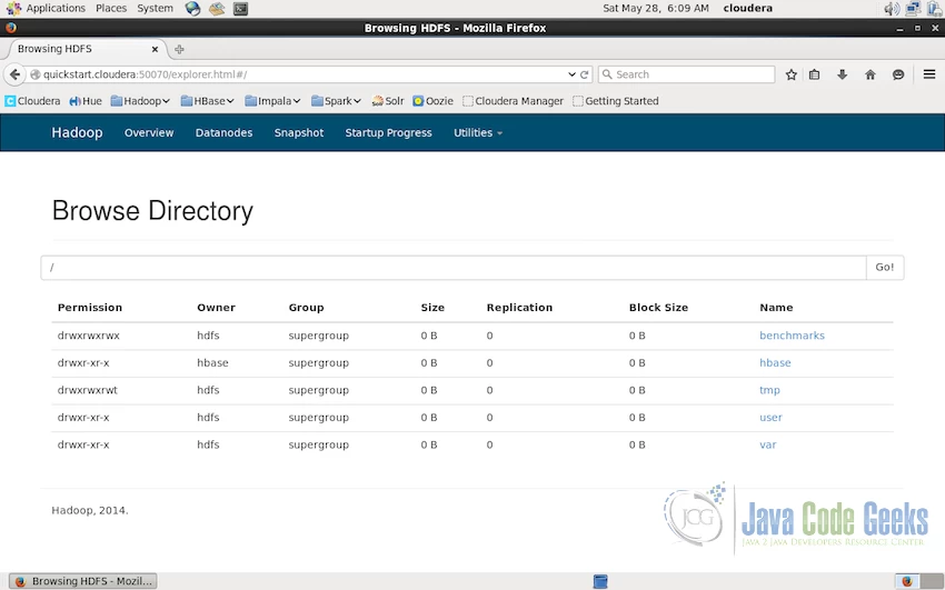 File System Browser in Hadoop Interface