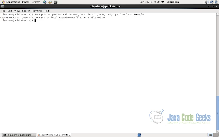 Error while overwriting the existing files in HDFS