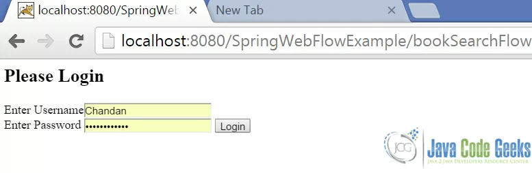 spring web flow - Login page