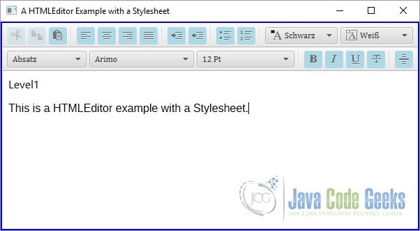 A JavaFX HTML Editor Example with a StyleSheet