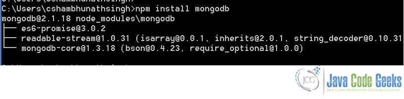 Fig 1 : MongoDB Driver Installation