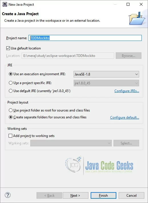 Figure 1. Create Java Project