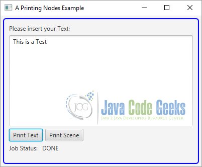 Printing a Node or Text with the JavaFX Print API