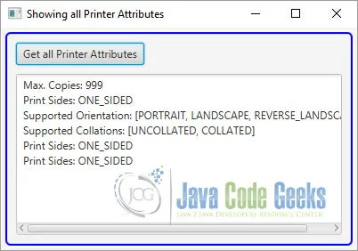 Showing all Printer Attributes with the JavaFX Print API